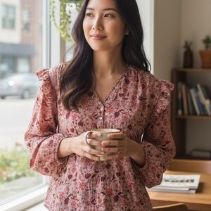 Free Assembly‎ Women's Ruffle Sleeve Top